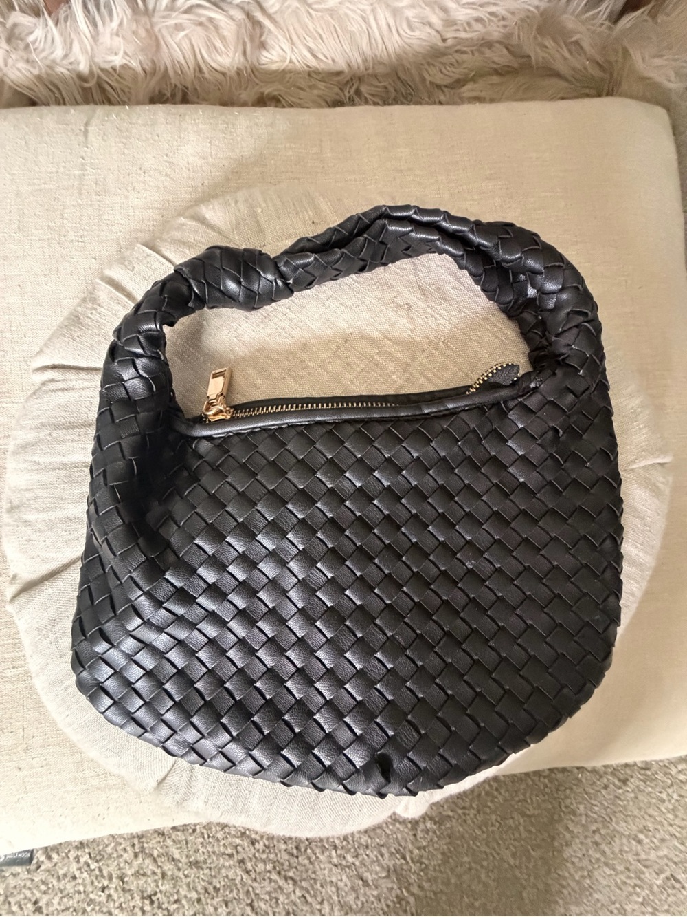 Anthropologie Black Woven Hobo Hand Bag